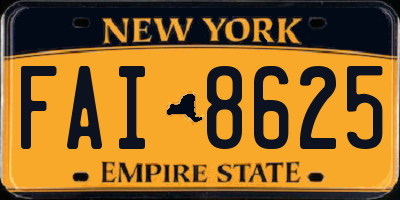 NY license plate FAI8625