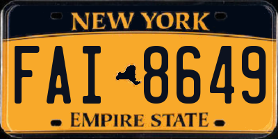 NY license plate FAI8649