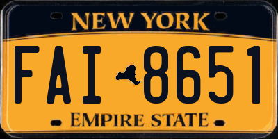 NY license plate FAI8651
