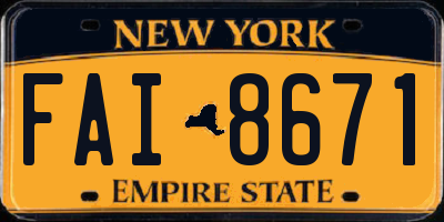 NY license plate FAI8671