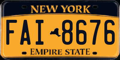 NY license plate FAI8676