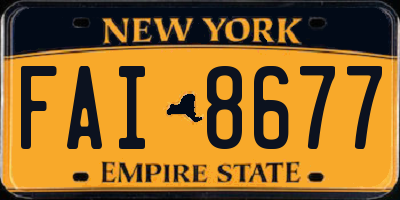 NY license plate FAI8677