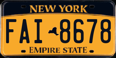 NY license plate FAI8678