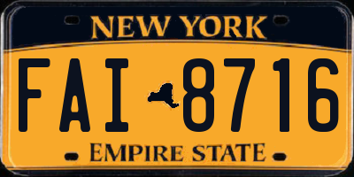 NY license plate FAI8716