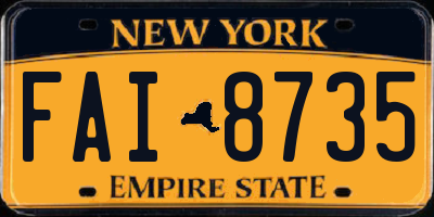 NY license plate FAI8735