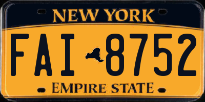 NY license plate FAI8752