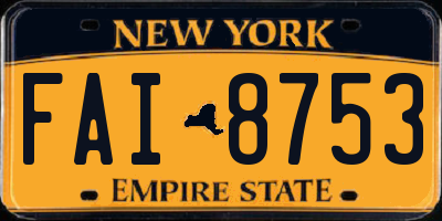 NY license plate FAI8753