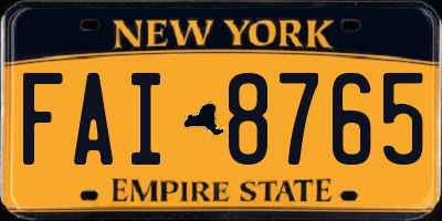 NY license plate FAI8765