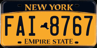 NY license plate FAI8767