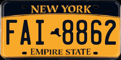 NY license plate FAI8862