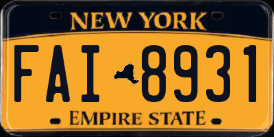 NY license plate FAI8931