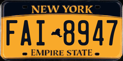 NY license plate FAI8947
