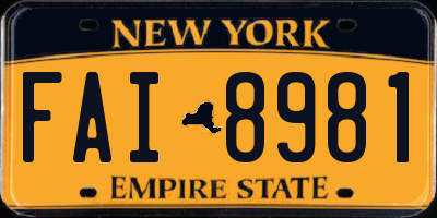 NY license plate FAI8981