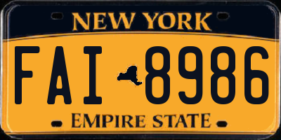 NY license plate FAI8986