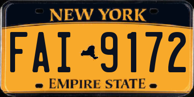 NY license plate FAI9172