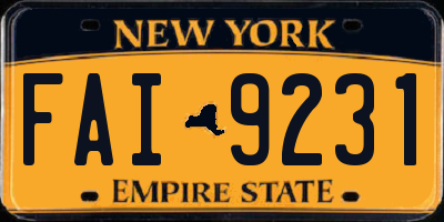 NY license plate FAI9231