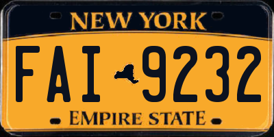 NY license plate FAI9232