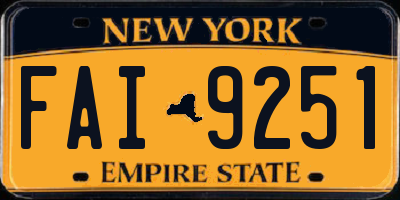 NY license plate FAI9251