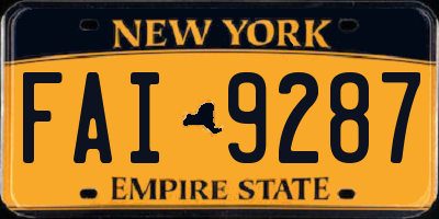 NY license plate FAI9287