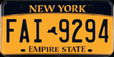 NY license plate FAI9294