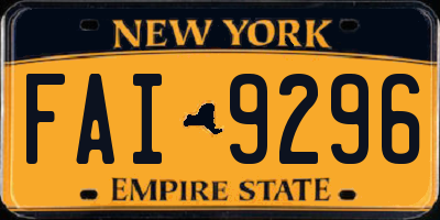 NY license plate FAI9296