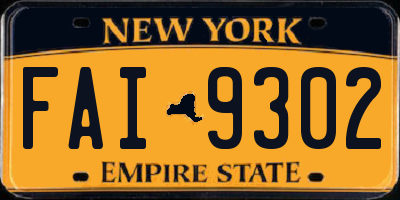 NY license plate FAI9302