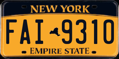 NY license plate FAI9310