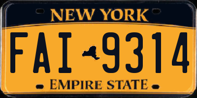 NY license plate FAI9314