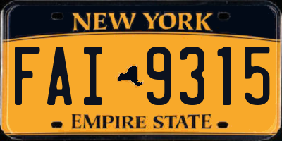 NY license plate FAI9315