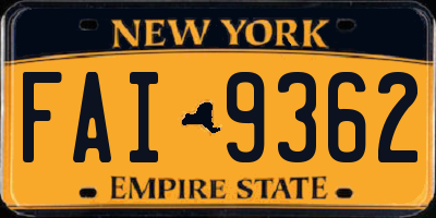 NY license plate FAI9362