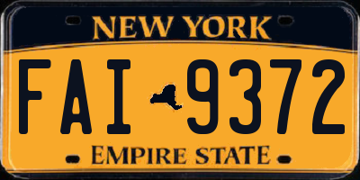 NY license plate FAI9372
