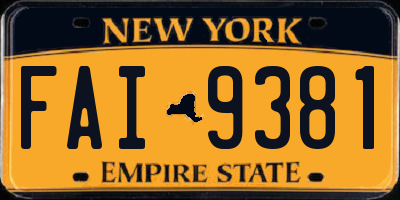 NY license plate FAI9381