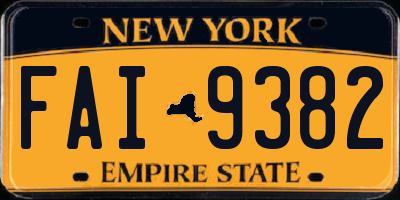 NY license plate FAI9382