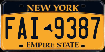 NY license plate FAI9387