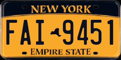 NY license plate FAI9451