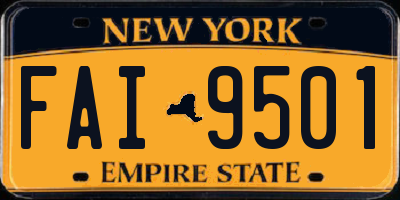 NY license plate FAI9501