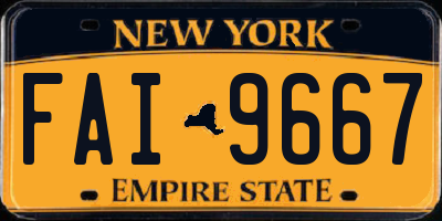 NY license plate FAI9667