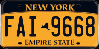 NY license plate FAI9668