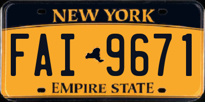 NY license plate FAI9671