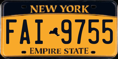 NY license plate FAI9755