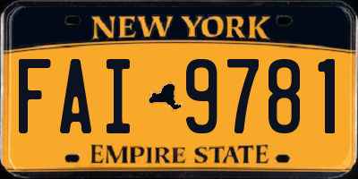 NY license plate FAI9781