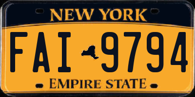 NY license plate FAI9794