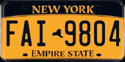 NY license plate FAI9804