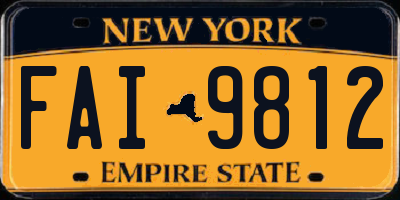 NY license plate FAI9812