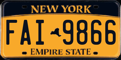 NY license plate FAI9866