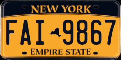 NY license plate FAI9867