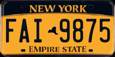 NY license plate FAI9875