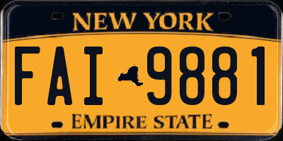 NY license plate FAI9881