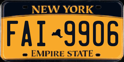 NY license plate FAI9906