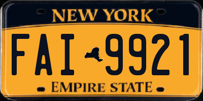 NY license plate FAI9921